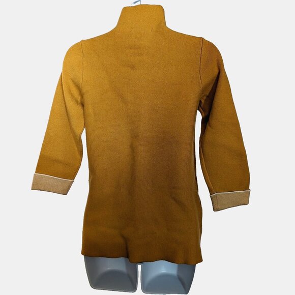 TAHARI TOP TURTLENECK SWEATER Sz S viscose blend 3/4 SLEEVES ZIPPED side A GEM - Picture 4 of 9